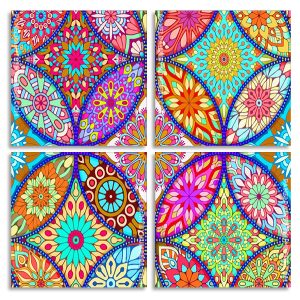 Colourful Mandala Art Panels paint by numbers