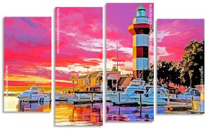 Hilton Head Harbour Town Lighthouse Panels paint by numbers