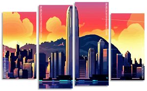 Cityscape Illustration Art Panels paint by number