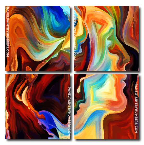 Abstract Faces panels paint by numbers