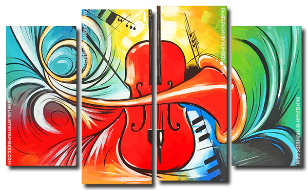 Abstract violin panels paint by numbers