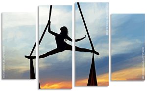 Aerial Ribbon Dancer Silhouette Panel paint by numbers