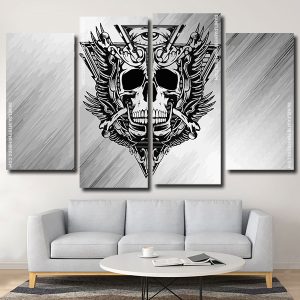 Black And White Harley Skull Panels paint by numbers