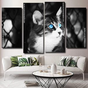 Cat With Blue Eyes Panel paint by numbers