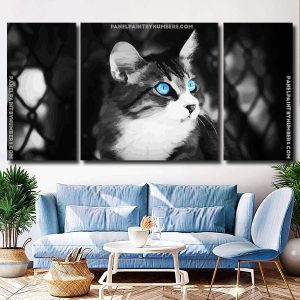 Cat With Blue Eyes Panel paint by numbers