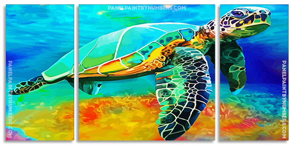 Colorful Sea Turtle pannels paint by numbers