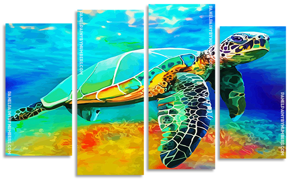 Colorful Sea Turtle panesl paint by numbers