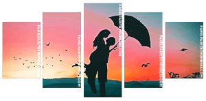 Couple Under Umbrella Panel paint by numbers