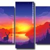 Deer Silhouette At Sunset Panels paint by numbers