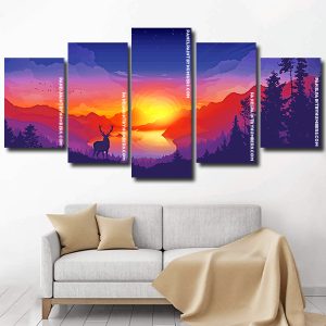 Deer Silhouette At Sunset Panels paint by numbers