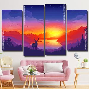 Deer Silhouette At Sunset panels paint by numbers