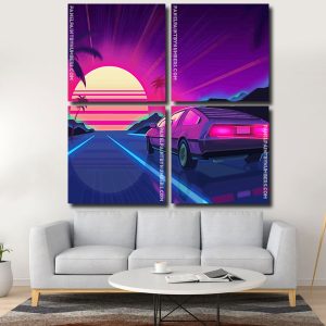 Delorean Car Illustration Art Panels paint by numbers