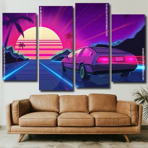 Delorean Illustration Car Panels paint by numbers