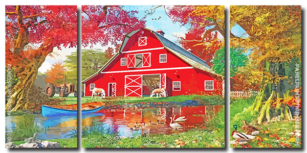 Farm Barn panels paint by numbers