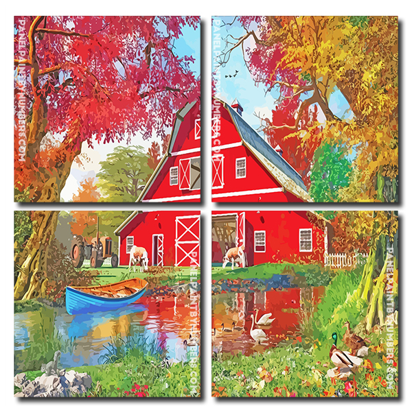 Farm Barn panels paint by numbers