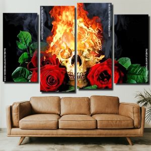 Fire Skull Panels paint by numbers