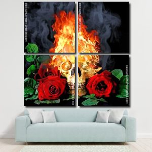 Fire Skull Panels paint by numbers