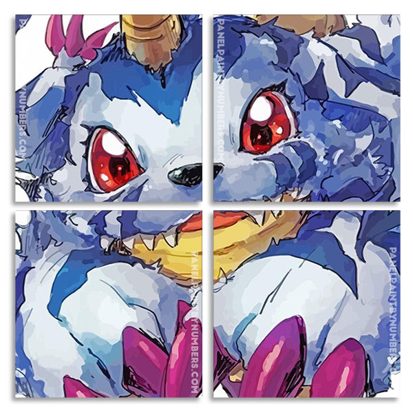 Gabumon Digimon panels paint by numbers