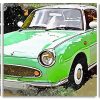 Green Nissan Car panels paint by numbers