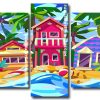 Hawaian Houses Panels paint by numbers