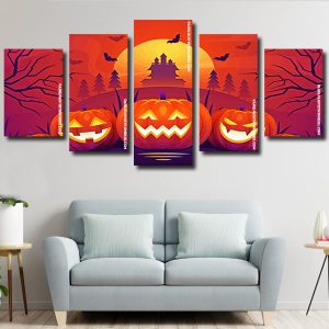 Illustration Halloween Pumpkins Panels paint by numbers