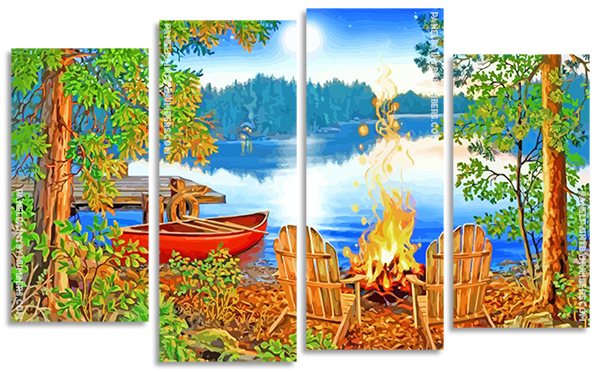 Lakeside Campfire panels paint by numbers