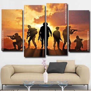 Military Soldiers Silhouette Panels paint by numbers