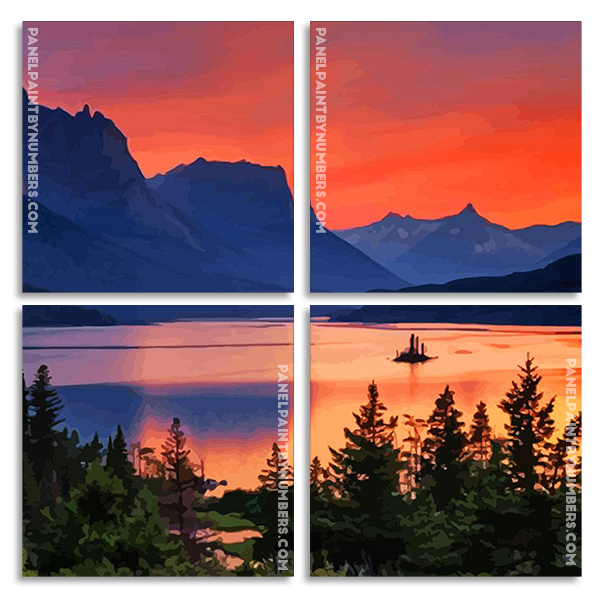 Montana Sunset Landscape panels paint by numbers