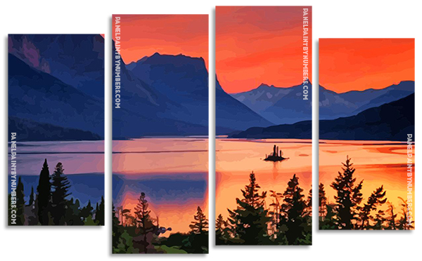 Montana-sunset Landscape panels paint by numbers