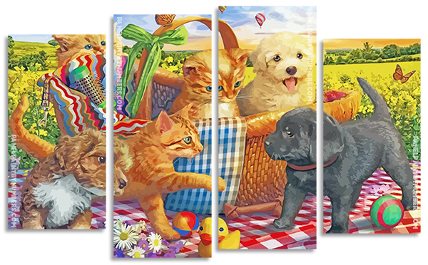 Pets-Picnic panels paint by numbers