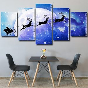 Reindeer Sleigh Silhouette Panel paint by numbers