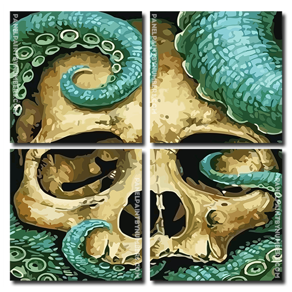 Skull And Octopus Tentacles  panels paint by numbers