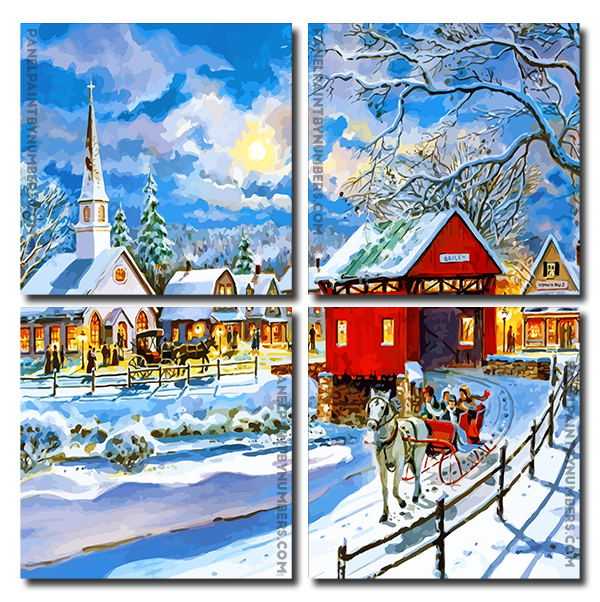 Snowy Day panels paint by numbers