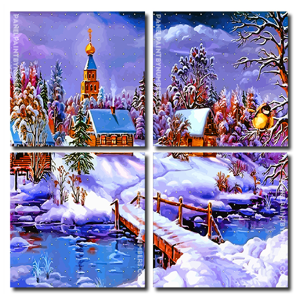 Snowy Night panels paint by numbers