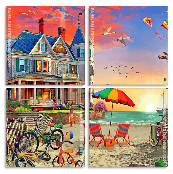 Summer Beach House panels paint by numbers