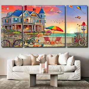 Summer Beach House panels paint by numbers