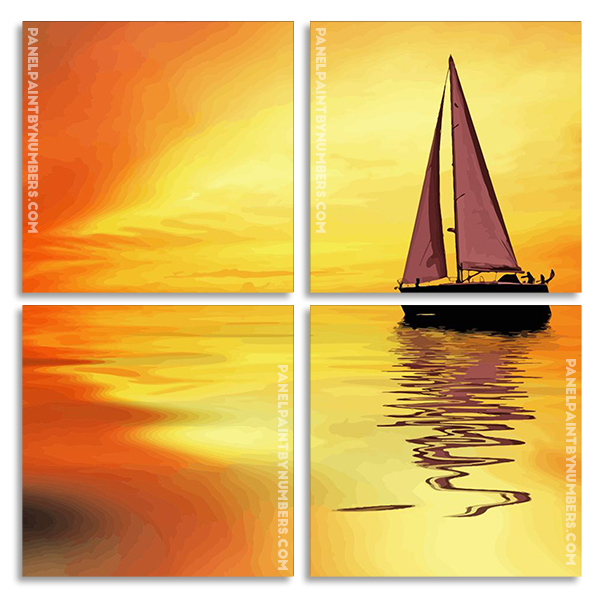 Sunset Sailboat  paint by numbers