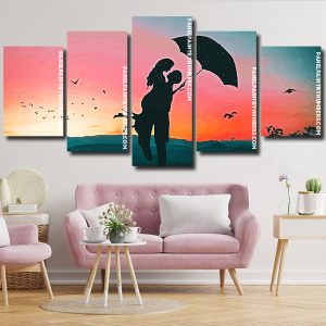 Couple Under Umbrella Panels paint by numbers