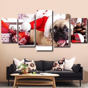 Puppy Playing With Christmas Decoration Panels paint by numbers