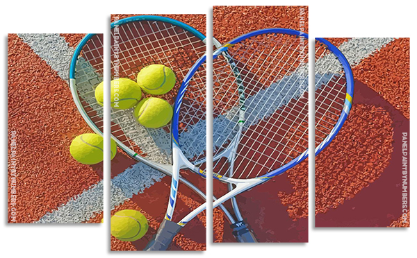 Tennis Racquets And Balls panels paint by numbers