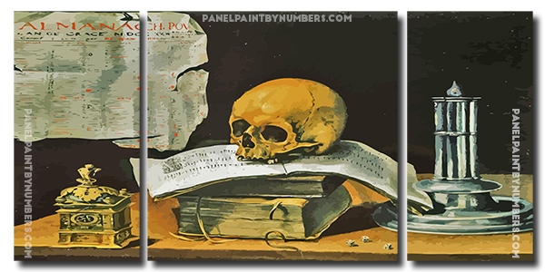 Vintage Book And Skull panels paint by numbers