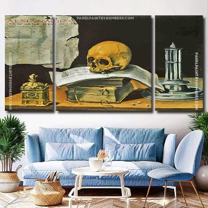 Vintage Book And Skull panels paint by numbers