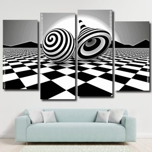 Black And White Op Art panels paint by numbers