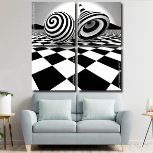 Black And White Op Art panels paint by numbers