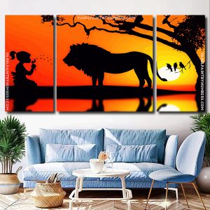 Girl And Lion Silhouette panels paint by numbers