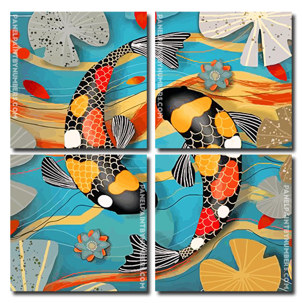 Koi Fishes panels paint by numbers