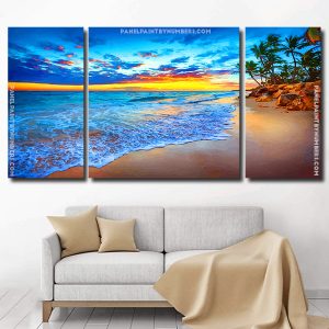 Tropical Island Beach Sunset panels paint by numbers