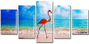 A Flamingo Strolling On The Beach Panel paint by numbers