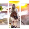 Woman Holding Guitar In Nature Panel paint by numbers