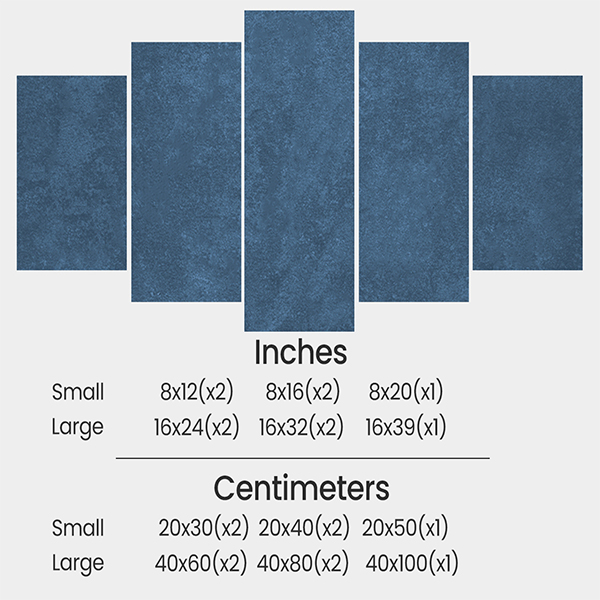 5 panels paint by numbers sizes